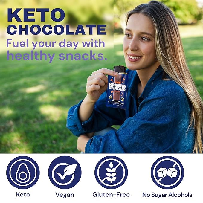 Krack’d Snacks Keto Milk Chocolate Candy Bars 5 Pk- Low Carbs Sugar Free Keto Bar with Peanut Butter Caramel Crunch &amp Allulose | Non GMO Gluten Free Snack