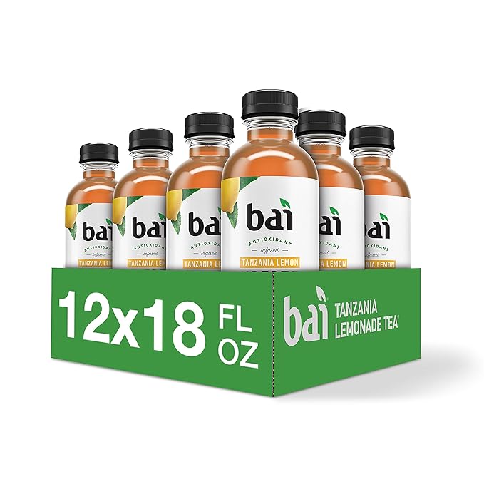 Bai Iced Tea Tanzania Lemon Antioxidant Infused Supertea Crafted with Real Tea (Black Tea White Tea) 18 Fluid Ounce Bottles (Pack of 12)