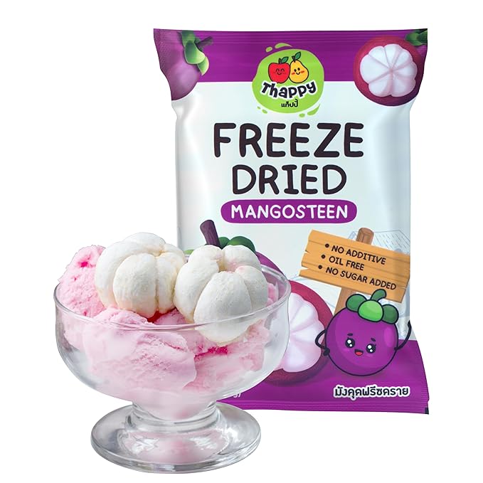Thappy Fruit Freeze-Dried Mangosteen - No Additives Oil-Free No Sugar Added 100% Pure Mangosteen 0.53oz (Pack of 12)