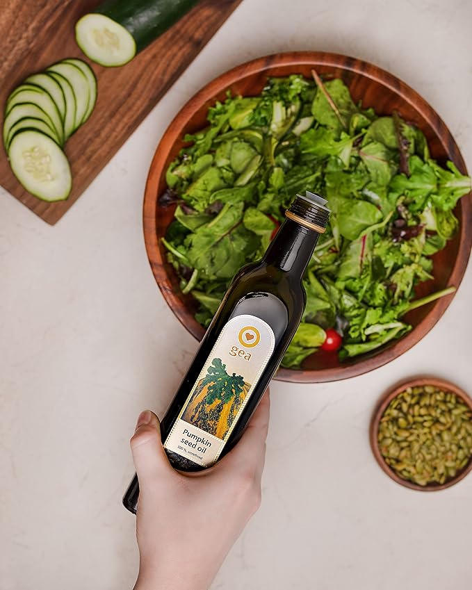 Original Styrian Pumpkin Seed Oil GEA 8.4oz (250ml) 100% Natural Unrefined Vegan Gluten-Free Kosher Non-GMO in Glass Bottle