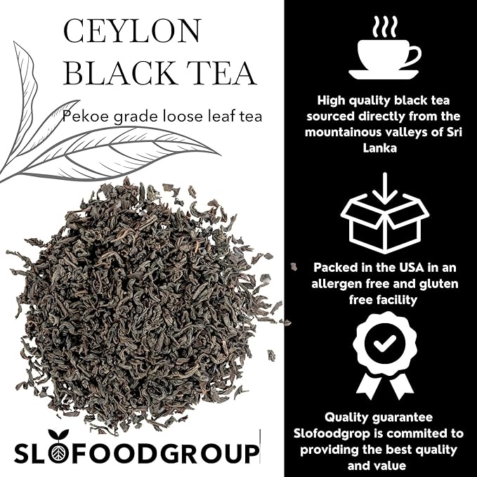 Slofoodgroup Ceylon Black Tea - Loose Leaf Black Tea from Sri Lanka - Pekoe Grade Tea Leaf (12 OZ)…