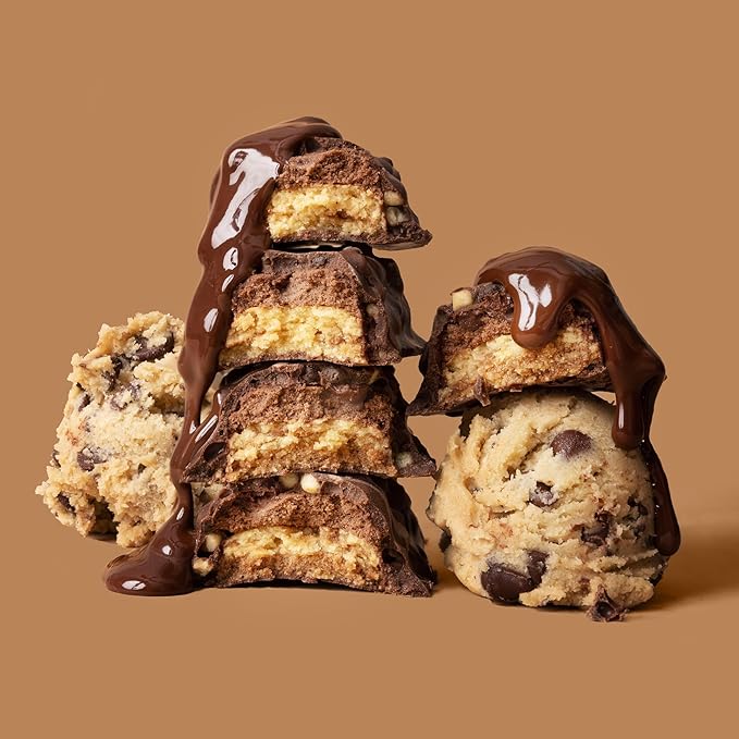 FITCRUNCH Snack Size Protein Bars 6-Layer Baked Bar 3g of Sugar Gluten Free &amp Soft Cake Core (9 Bars Chocolate Chip Cookie Dough)
