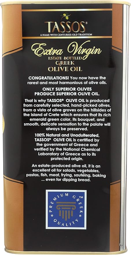Tassos Extra Virgin Olive Oil In Tin 101-ounces