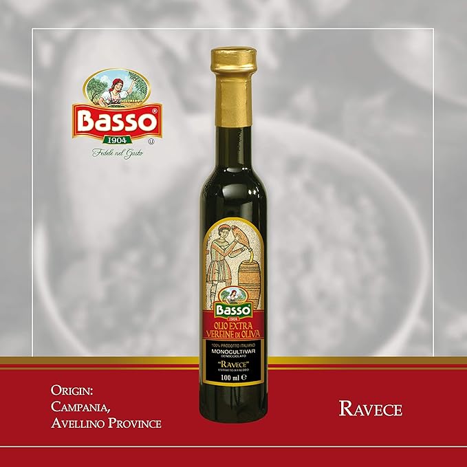 BASSO 1904 - Extra Virgin Olive Oil Gift Set Experience 5 Olive Oil Varieties First Cold Pressed Tasting and Dipping Olive Oil Gift Box (5 pack x 100 ml)