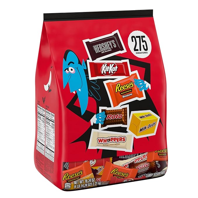 Hershey Miniatures Assorted Flavored Halloween Candy Bulk Bag 78.24 oz (275 Pieces) (Pack of 2)