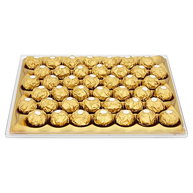 Ferrero Rocher Chocolate Gift Set Hazelnut and Milk Chocolate Pralines Box of 42 Pieces