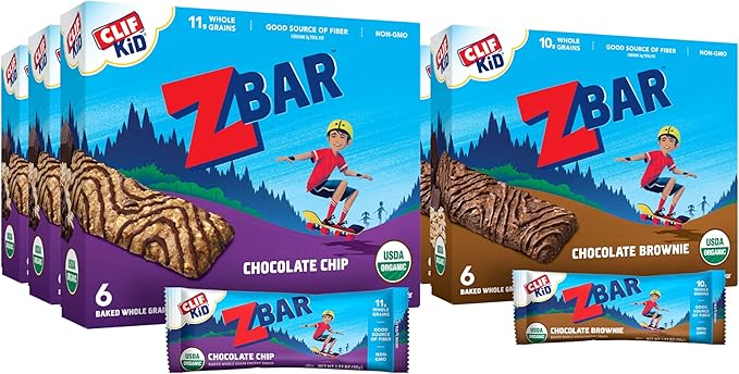 CLIFF Kid Zbar Protein Chocolate Bars &amp Zbar Chocolate Brownie and Chocolate Chip Variety Pack - 30 Count 1.27 oz. and 36 Count 1.27 oz. Bars