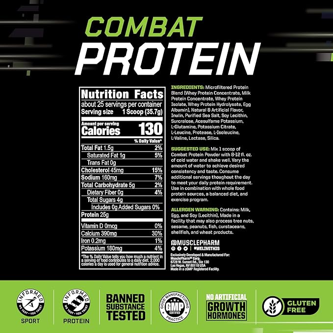 Muscle Pharm Combat Protein 2lb Vanilla and Combat Chocolate Cake Sport Bars