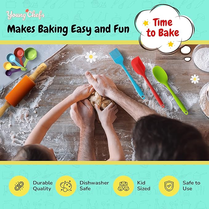 Young Chefs Cooking and Baking Set for Kids – 19 Pieces Real Baking Set – Giftable Sets for Girls and Boys – Stocking Stuffers for Kids Cooking Sets Real 8-12 Years