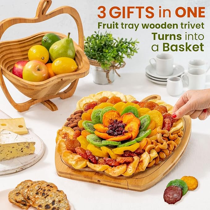 Dried Fruit and Nut Gift Basket Healthy Assorted Natural Snack Gift Tray Extra Large Variety Food Tray Party Platter- Easter Holiday Birthday Sympathy Office Men Woman Him Her Husband Wife