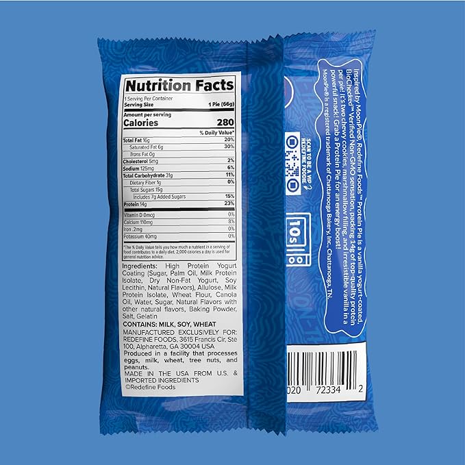 Redefine Foods Protein Pie MoonPie Vanilla - 8 Count - 14g of Protein Per Serving - Non-GMO