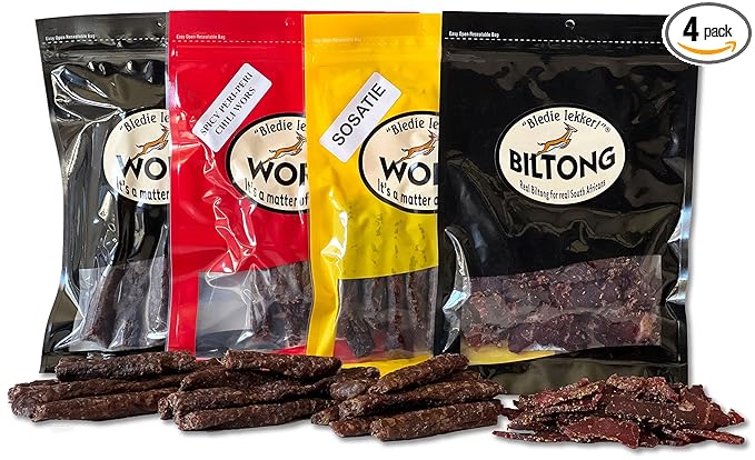 Bledie Lekker® 4 Pack Sampler - Biltong Droewors Sosatie Spicy Peri-Peri Chili