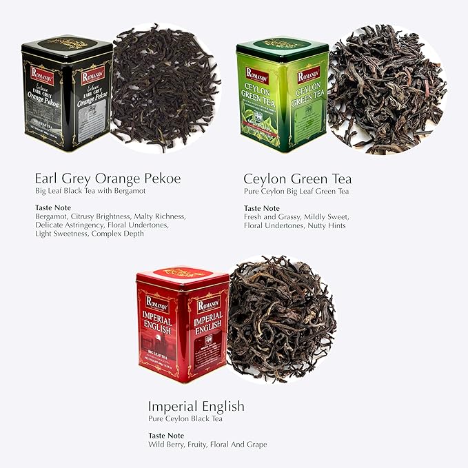 Romanov Tea | Ceylon Green Tea | Green Big Leaf | 100% Pure | Additives Free | GMO Free | Gluten Free | Dairy Free | Sugar Free | 100% Natural | 400g (1)