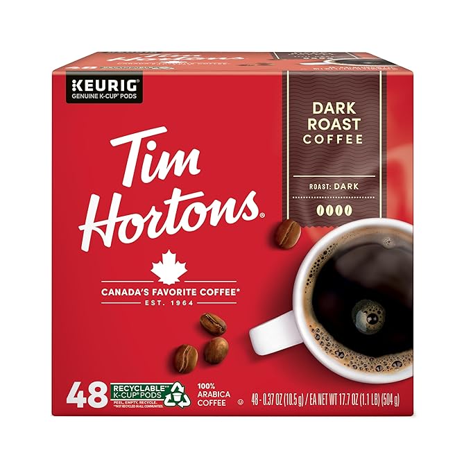 Tim Hortons Dark Roast 100% Arabica Ground Coffee KCUPs 48ct