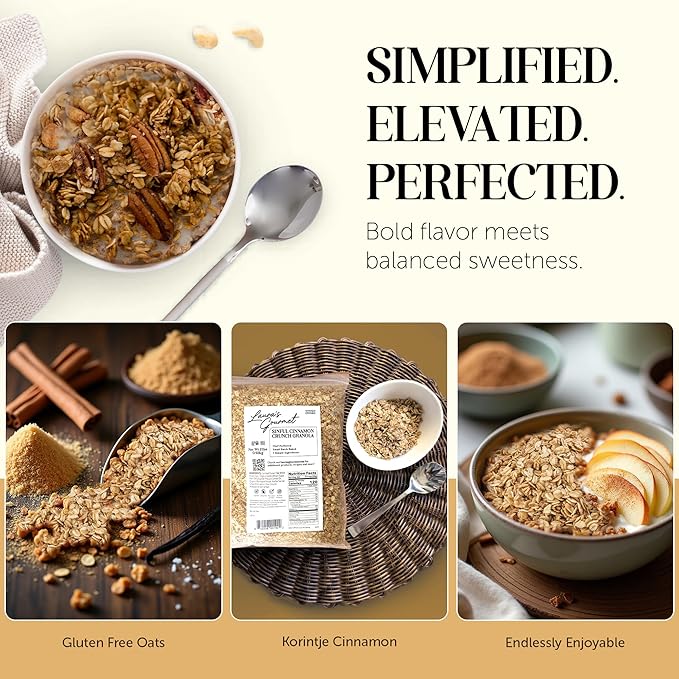 Laura's Gourmet Granola - Sinful Cinnamon Crunch - Gluten Soy &amp Dairy Free - Organic Agave Cinnamon &amp Pure Ground Vanilla Vegan Artisan Chef's Trifecta of Taste Texture &amp Mouthfeel -