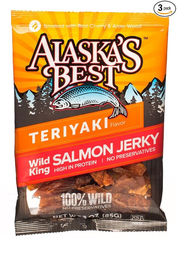 Wild Salmon Jerky 3 Ounce Pouch Teriyaki 3 Bags