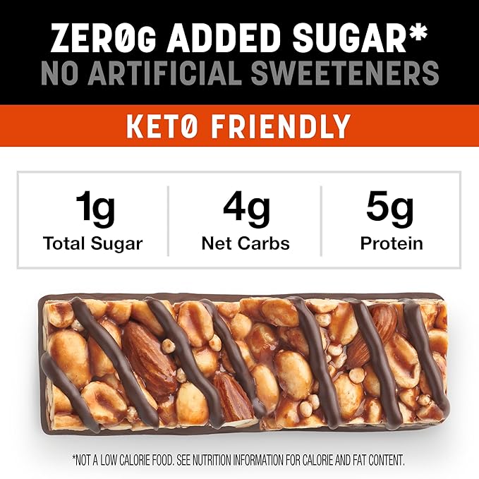 KIND ZERO Added Sugar Bars Variety Pack Dark Chocolate Nuts &amp Sea Salt Caramel Almond &amp Sea Salt Peanut Butter Dark Chocolate Keto Friendly Snacks Gluten Free 5g Protein 15 Count