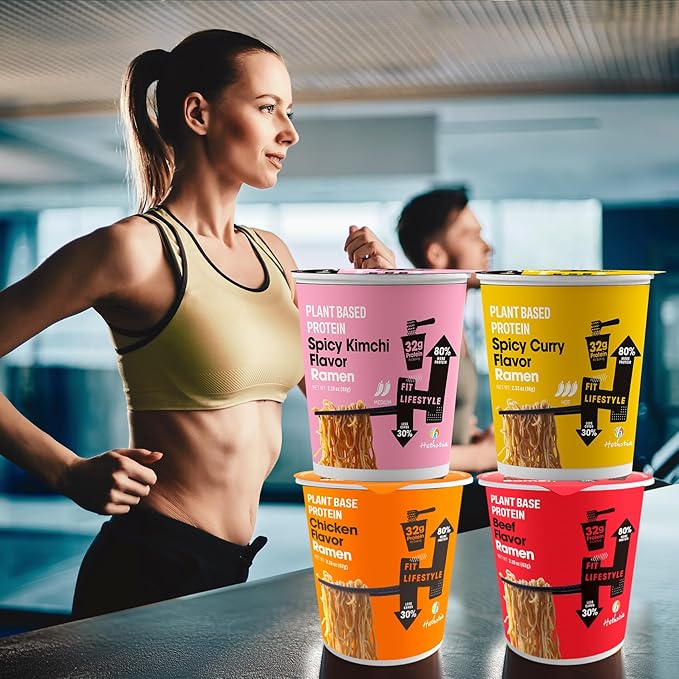 Hethstia High Protein Ramen Cup &amp Konjac Fettuccine Bundle 8-Pack Vegan Protein Ramen Soup Cups + 12-Pack Shirataki Fettuccine Pasta Low Carb Low Calorie Gluten-Free Plant-Based Healthy Meal