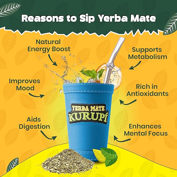 Kurupi Yerba Mate Terere Mega Mint 500 g (1.1 lb) | Paraguayan Herbal Yerba Mate with Mint &amp Boldo | Loose Leaf Mate Tea for Cold Brew | Refreshing &amp Aromatic | Gluten Free - 4 Packs