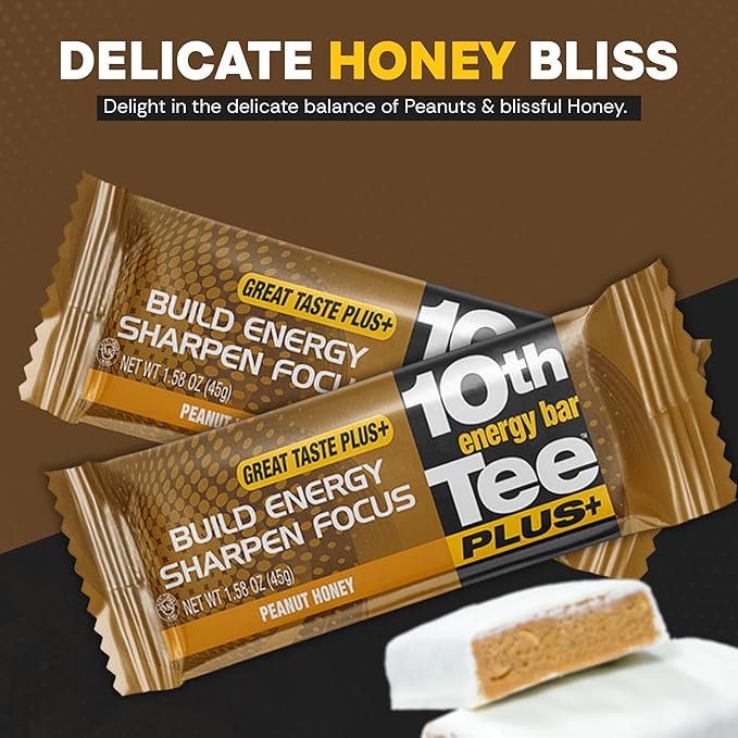 10th Tee PLUS+ Peanut Honey Bars made with Natural Ingredients | Golf Energy Bar Easily Digestible Bar Healthy office Snacks | Best breakfast bars 12-45 grams bars