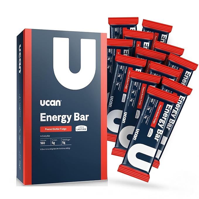 UCAN Energy Snack Bars Peanut Butter Fudge All Natural Low Sugar Non-GMO Gluten-Free Keto-Friendly (12 Pack 1.4 Ounces)