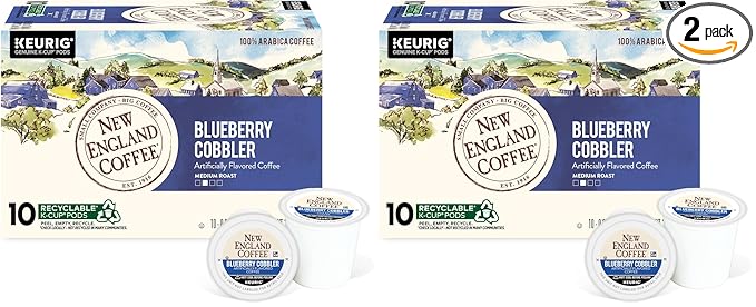 New England Coffee Blueberry Cobbler Medium Roast Single Serve Pods 10ct Box (Pack of 2)