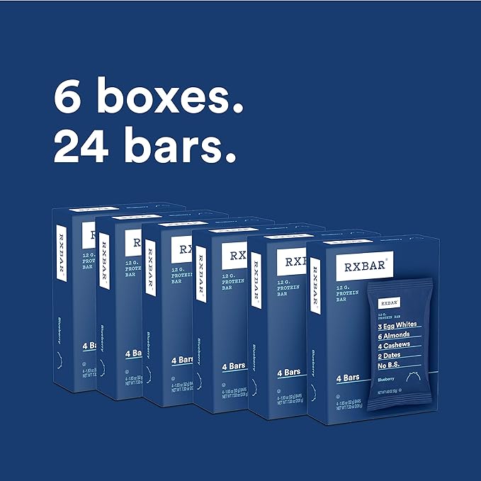 RXBAR Blueberry Protein Bar High Protein Snack Gluten Free Pack of 24
