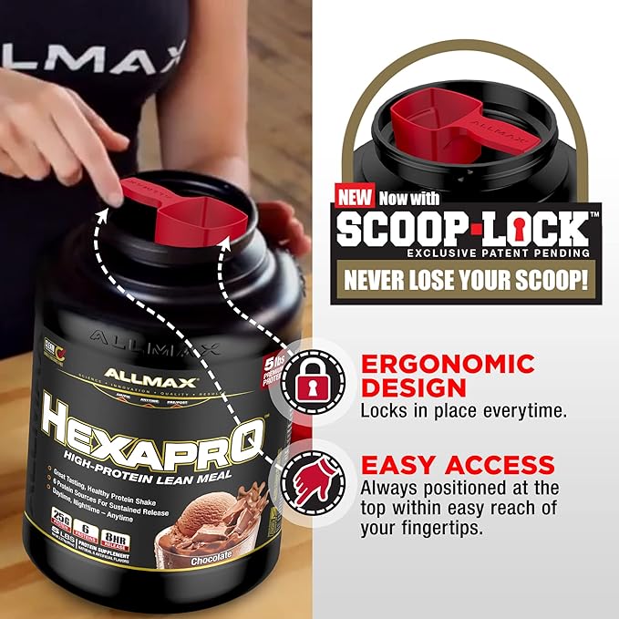 ALLMAX HEXAPRO Cookies &amp Cream - 5 lb - 25 Grams of Protein Per Serving - 8-Hour Sustained Release - Zero Sugar - 52 Servings