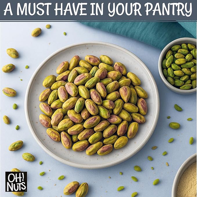 Oh! Nuts Pistachios No Shell - Roasted Unsalted - 1 lb - Shelled California Pistachios - Packed in New York Zip-Seal Bag for Exceptional Freshness