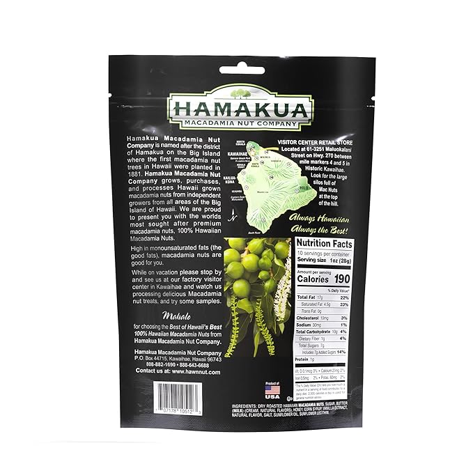 Hamakua Macadamia Nuts - Sweet Glazed Coconut - Hawaiian Grown Flavored Dry Roasted Half and Whole Macadamias - Natural Eco-Friendly Large Macadamia Nuts