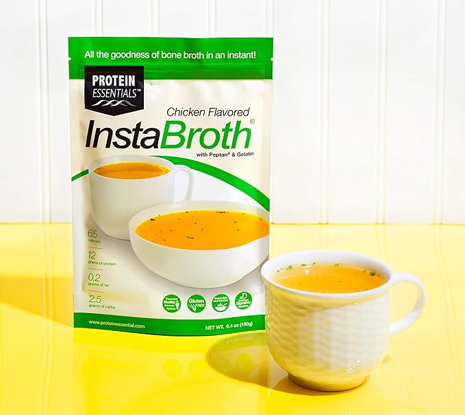 InstaBroth Bone Broth Powder with Grass Fed Pasture Raised Collagen and Gelatin 12g Protein (6.4oz) (Chicken Flavor)