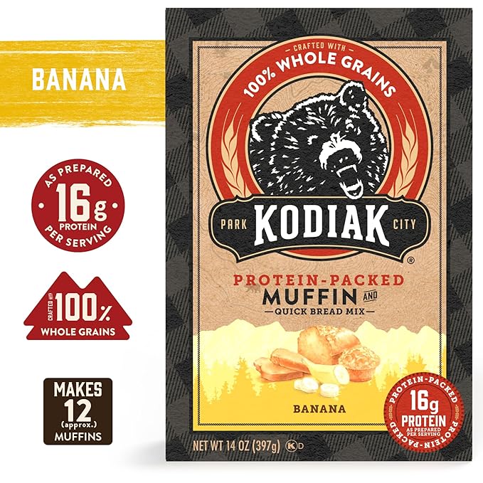 Kodiak Cakes Muffin Baking Mix Banana High Protein 100% Whole Grains (Pack of 6)