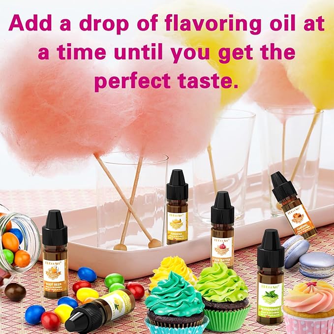Food Flavoring Oil - Concentrated Candy Flavors 6 Liquid Lip Gloss Flavoring Oil Cake Batter Lemon Root Beer Flavor Oil for Baking Cooking Slime Making Drinks Water &amp Oil Soluble - 0.25 Fl O