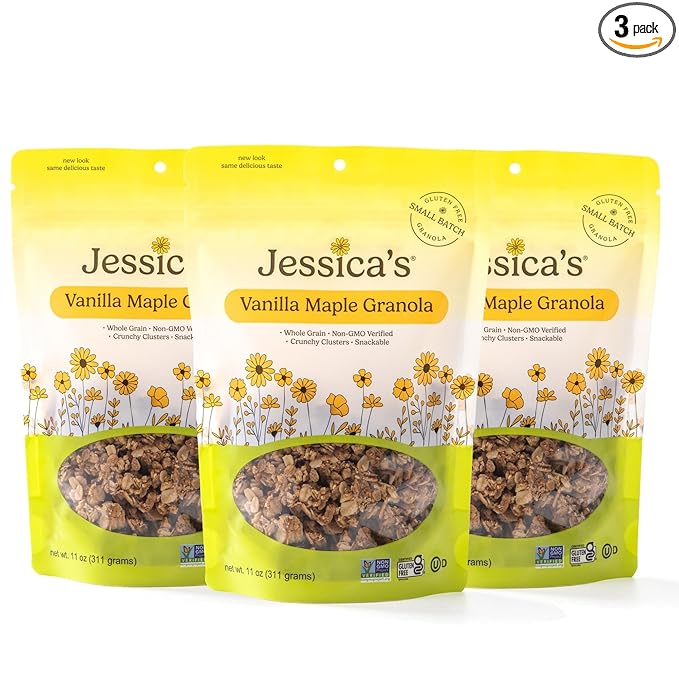 Jessica’s Vanilla Maple Granola - Handmade Non-GMO Gluten-Free Whole Grain 11oz (3 Pack)