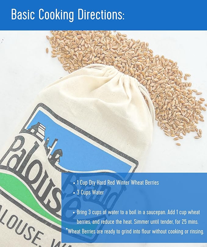Palouse Brand Hard Red Winter Wheat Berries | Certified Glyphosate Residue Free | 25 LBS | Emergency Food Storage Bucket | Non-GMO | Grown on Our Family Farm | Bulk