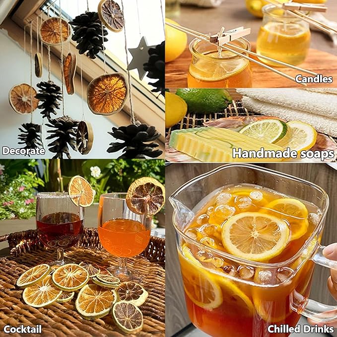 Dried Lemon Slices 17.6oz/500g 100% Natural Dehydrated Lemons slices for Cocktails No Sugar Added Dry Fruit for Potpourri/Cake/Drinks/Soap/Fruit Tea/Crafts Holiday Home Table