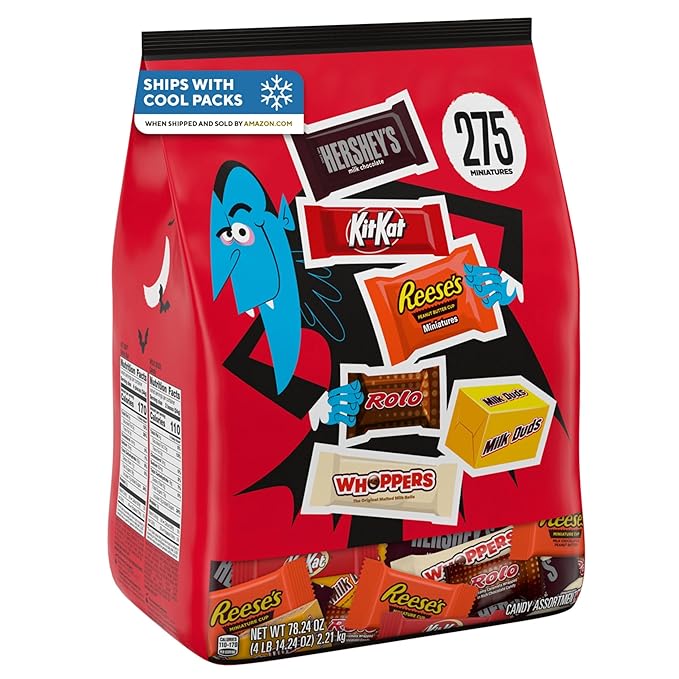 Hershey Miniatures Assorted Flavored Halloween Candy Bulk Bag 78.24 oz (275 Pieces)