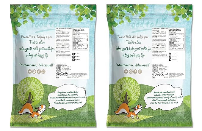 Food to Live No Shell Pistachios 14 Pounds – Unsalted Kernels Sirtfood Bulk. Pistachios Individual Packs. Wonderful Keto and Paleo Snack