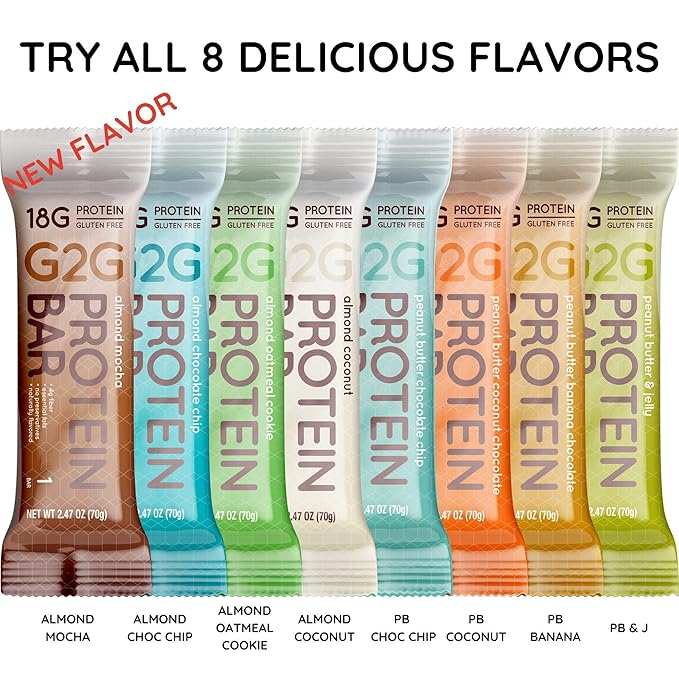 G2G Peanut Butter Lovers Protein Bars 16-Count 2 Packs of 8 Fresh Healthy Gluten-Free Snack Delicious No Refined Sugar High Protein 39.52 Ounce