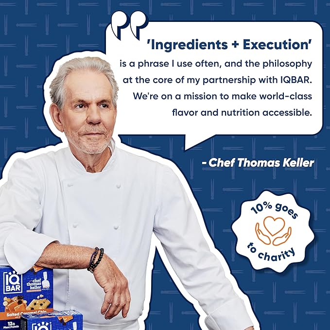 IQMIX &amp IQBAR x Chef Thomas Keller - Brain &amp Body Hydration + Protein Bar Bundle - Yuzu Mango + Salted Caramel Chip - Electrolyte Drink Mix (20ct) + Vegan Protein Bars (12ct)