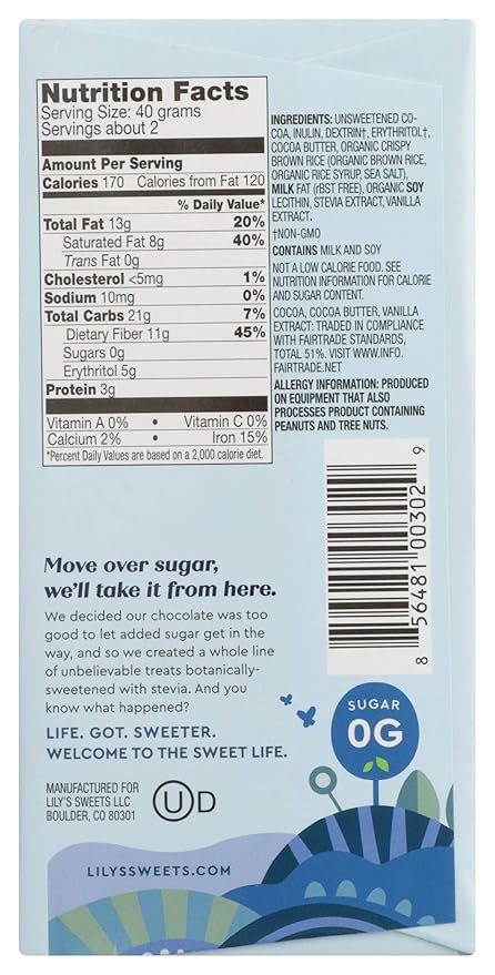 Lily's Crispy Rice Dark Chocolate (12x3 OZ)
