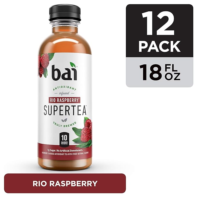 Bai Iced Tea Rio Raspberry Antioxidant Infused Supertea Crafted with Real Tea (Black Tea White Tea) 18 Fl Oz (Pack of 12)