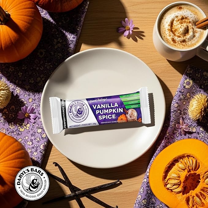 Daryl's Bars Vanilla Pumpkin Spice On the Go Whey Protein Bars Gluten Free Protein Snack Meal Replacement Pack of 2