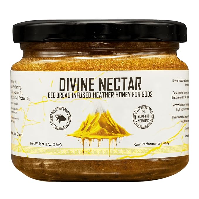 Divine Nectar Spartan Bee Bread Infused Heather Honey | Supercharged Performance Recovery and Vitality | 100% Raw and Pure