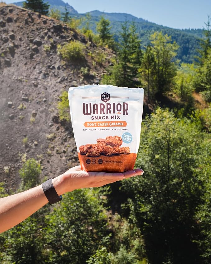 BeeFree Warrior Mix Gluten Free Granola - Chunky Granola Bites | Paleo Low Carb Grain Free Preservative Free Oat Free | Low Calorie Snacks | Bob's Salted Caramel 9 ounce bags 3 pack