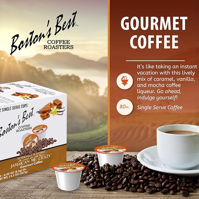 Boston’s Best - Jamaican Me Crazy Flavored Delicious Gourmet Coffee 1 Count (80 Single Serve Cups)