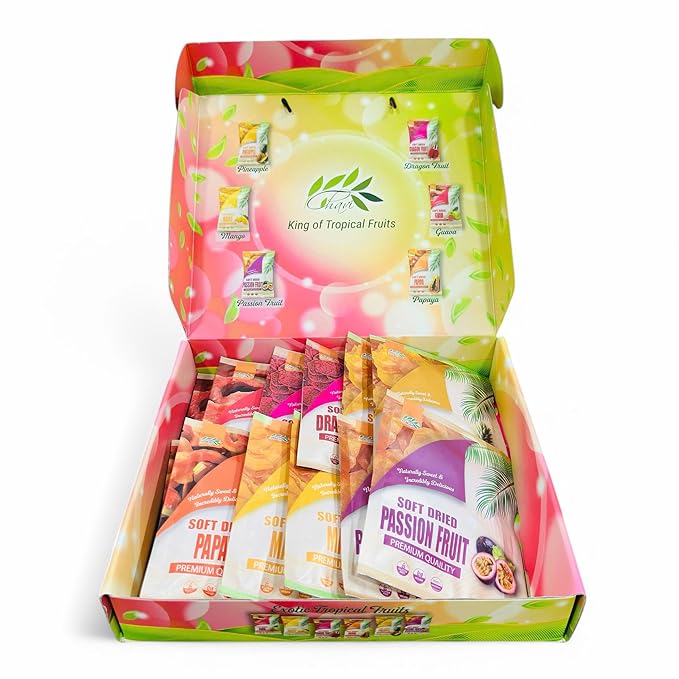CHAVI Soft Dried Exotic Tropical Fruits | Pack of 12 | Gift Box - Low or No Sugars or Preservatives - Non-GMO Vegan Gluten-Free | 480 g