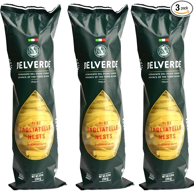 Delverde Artisan Made Tagliatelle Nests with Spring Water Certified Kosher 8.8oz 3 pack
