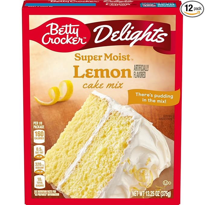 Betty Crocker Cake Mix Delights Super Moist Lemon 13.25 oz (Pack of 12)