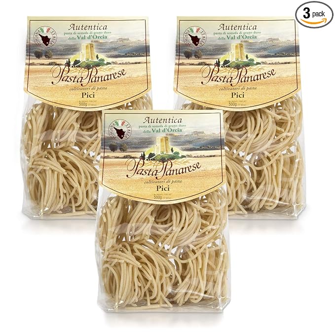 Pasta Panarese Pici Pasta - Wheat Pasta Made in Italy 500g / 17.63oz (3 pack)
